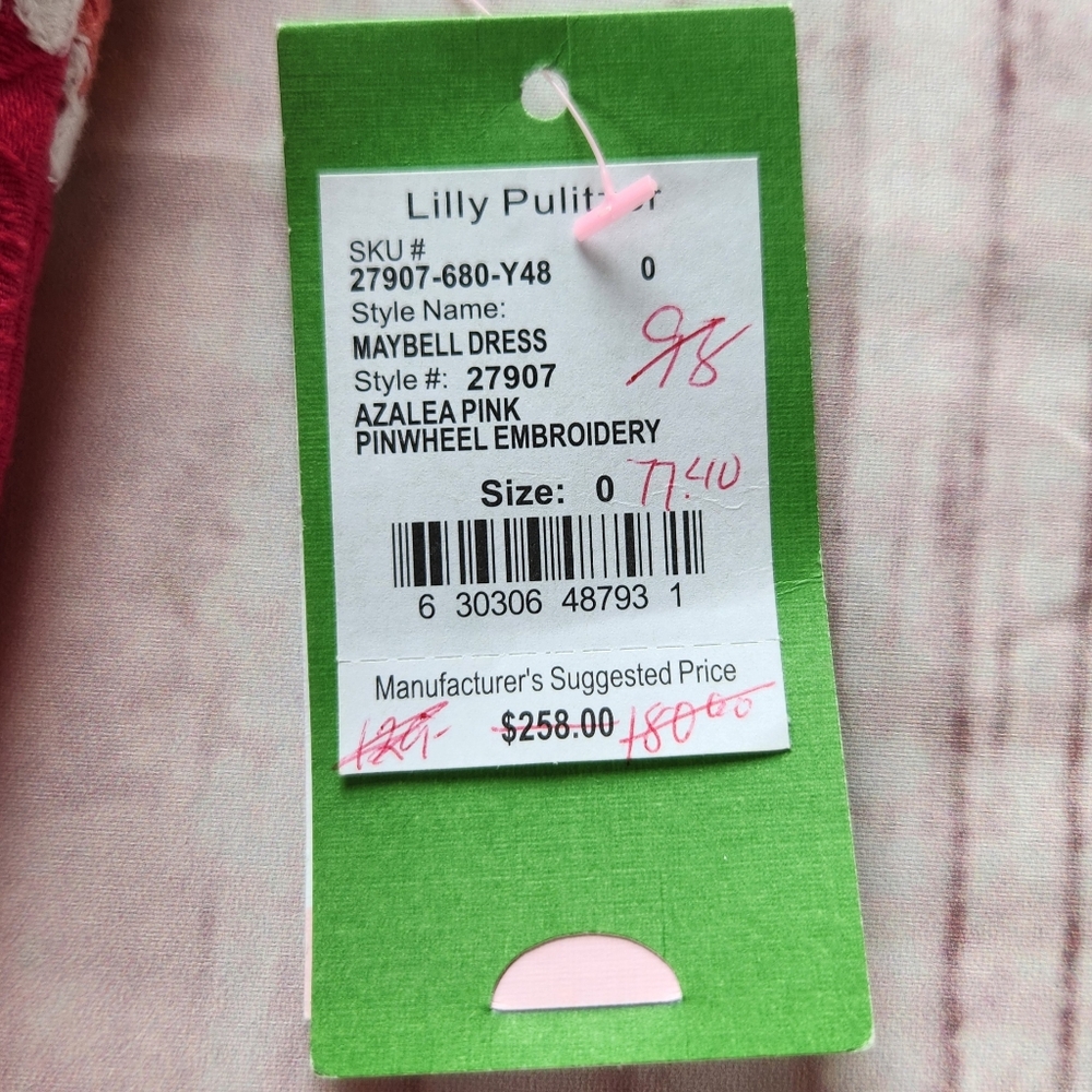 NWT Lilly Pulitzer "Maybell" Dress Pinwheel Hot Pink Embroidered, Women's Size 0 - Picture 9 of 12